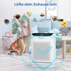 ZXBEER Luftreiniger Allergiker HEPA-Luftreiniger mit CADR 400m³/h（260m²）,zweiseitiger Filtration und waschbarem Filter,20dB Nachtmodus, Timer,Luftreiniger für Haustiere,Schlafzimmer,Staub,Pollen,Weiß