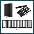 Semiocthome Freistehende Baby- & Haustiergitter aus Bambus, Hunde- und Katzengitter für Türen, Treppenschutzgitter für Welpen, Faltbare Sicherheitsgitter (Schwarz, 3 Panels -60cm Height)