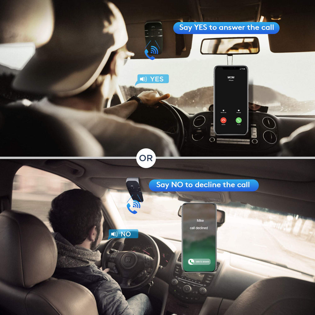 SOAIY S32 Auto Kfz Bluetooth V5.0 Freisprecheinrichtung Freisprechanlage Car-Kit für Sonnenblende Automatische Abschaltung und Aktivierung möglich Musik GPS Unterstützung mit Deutscher Sprachausgabe