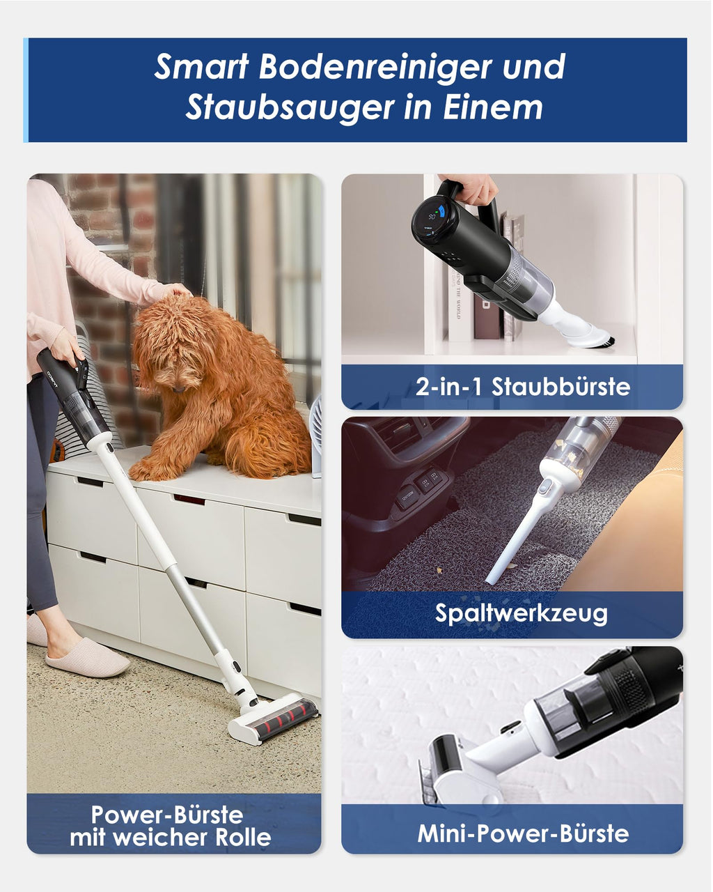 Tineco Floor One S5 Combo Power KIT Smart Nass Trockensauger mit iLoop Technologie 5-in-1, Nasssauger Staubsauger für Tierhaare, Harte Böden, LED Display, Wi- Fi, App
