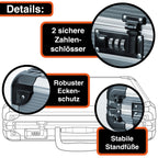 TitanCase M - Alukoffer 40x30x10 cm mit Würfelschaum, Universalkoffer, Drohnenkoffer, Pistolenkoffer, Werkzeugkoffer leer, mit Zahlenschloss, Titangrau