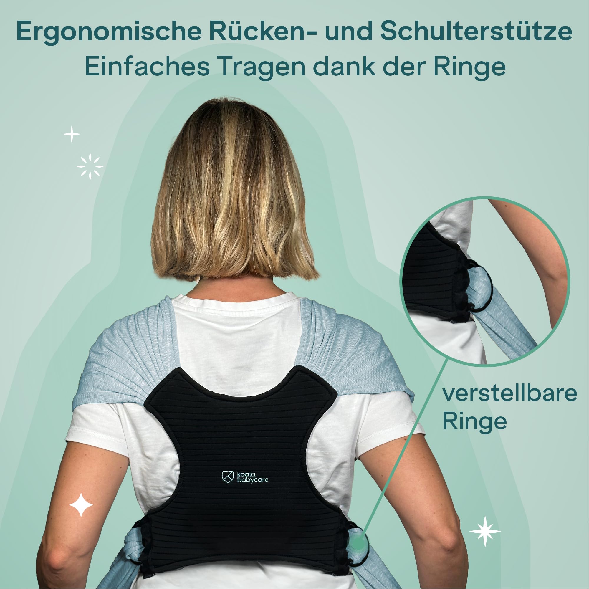 Koala Babycare Tragetuch Baby Neugeborene - Einfach Anzuziehen für Mütter und Väter - Babytrage Multi-Use Bis 9kg - Babytragetuch Blau