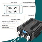 Technaxx KFZ Wechselrichter 12V auf 230V Reiner Sinus 2000W / 4000W – TÜV-zertifizierter Auto Spannungswandler mit LC-Display, 2x Schuko&USB-A QC 3.0 + USB-C – Inverter für Camping, Wohnmobil – TE22