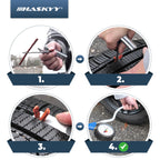 HASKYY Reifenreparaturset Reifenflickzeug Auto Reifen Reparatur Kit 53tlg - All in One Pannenset für Auto, Motorrad, ATV, SUV - Gummistreifen, Ventilwerkzeug, T-Griff & Cutter