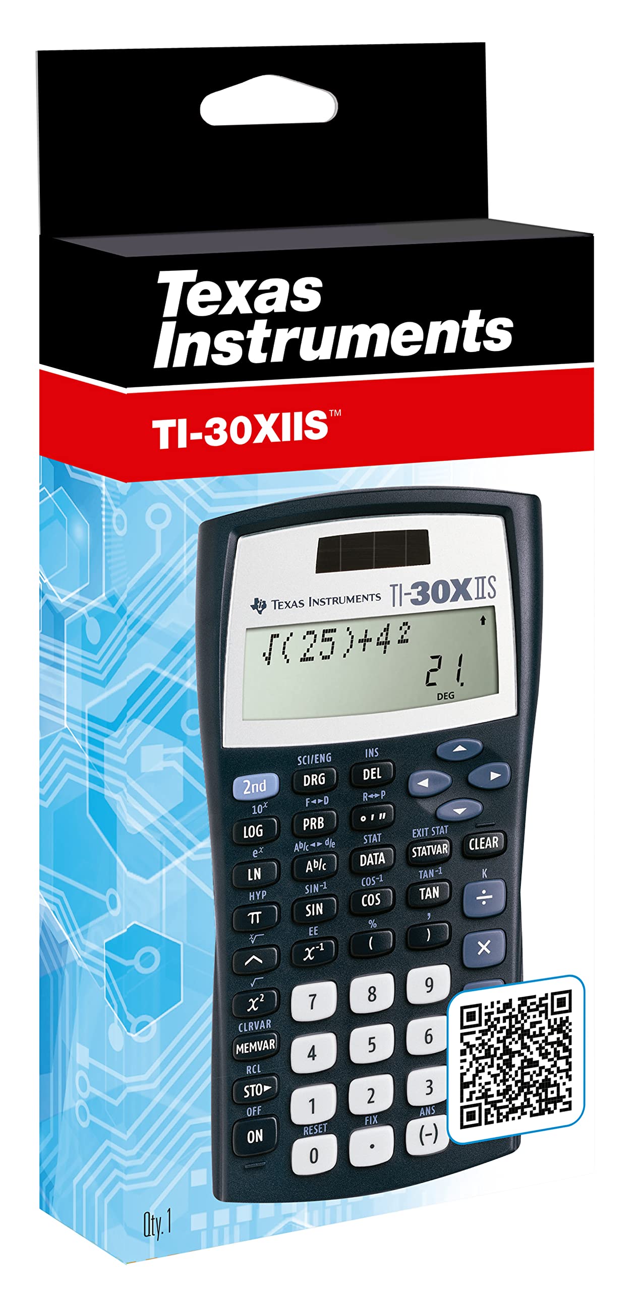 Texas Instruments TI-30 XIIS Schulrechner (zweizeilig, Solar- und Batteriebetrieb) Dunkelblau