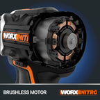 WORX NITRO WX352.4 Akku-Schlagbohrmaschine 20V, bürstenloser Motor, 60Nm, variable Drehzahlregelung, LED-Licht (inkl. 75 Stück Bits-Set, 2 Stk. 2,0Ah-PowerShare Akkus im Lieferumfang)