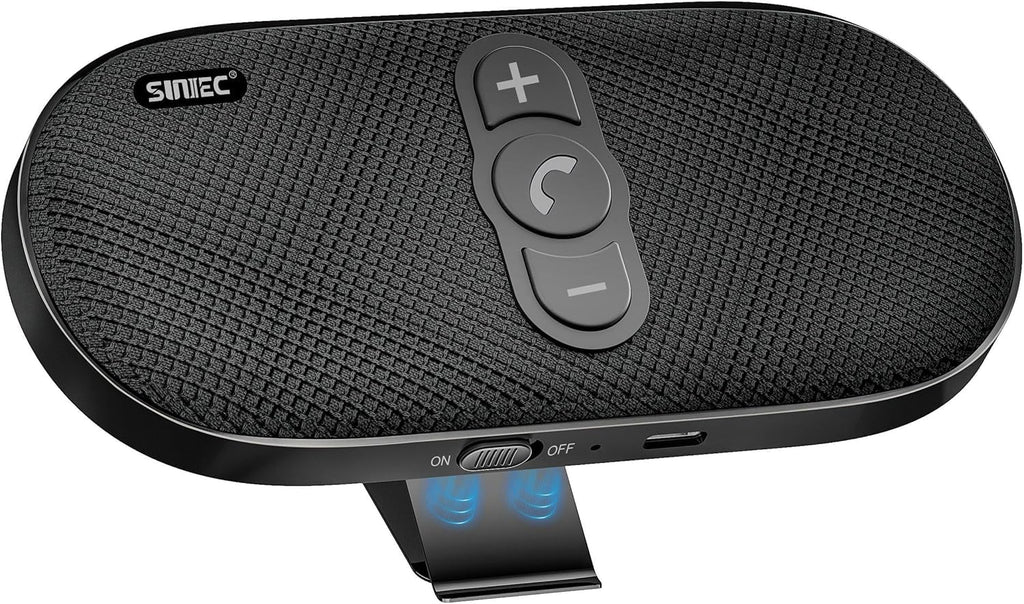 Freisprecheinrichtung für Auto Bluetooth 5.1 mit Clip Wireless Freisprechanlage Verbindet mit Siri & Google Assistant Unterstützung Auto EIN Aus Lauter 6W Lautsprecher für GPS Musik Telefon, Schwarz