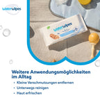 WaterWipes Sensitive+ Newborn & Baby Wipes, Feuchttücher für Neugeborene und Babys, 720 Stück (12 Packungen), 3-in-1-Reinigung, Pflege, Schutz, 99,9% Wasser, parfümfrei