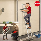 Hailo T80 FlexLine Alu Sicherheits-Teleskopleiter - ausziehbare Anlegeleiter mit 11 Sprossen - Arbeitshöhe bis 397 cm - Gewicht 10,7 kg - Silber