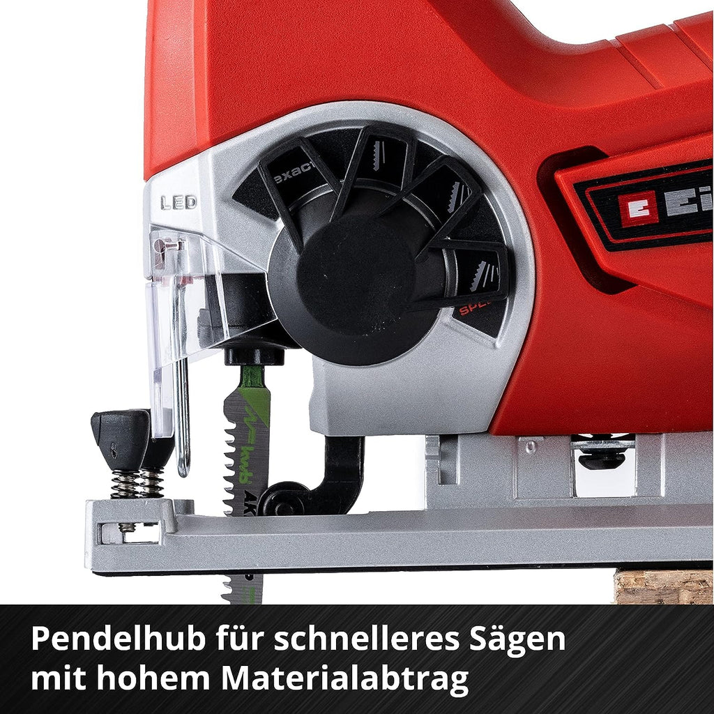 Einhell Akku-Stichsäge TE-JS 18/80 Li-Solo Power X-Change (18 V, max. 80 mm Schnitttiefe, 4-Stufen Pendelhub, Absaugadapter, Parallelanschlag, LED-Licht, ohne Akku)