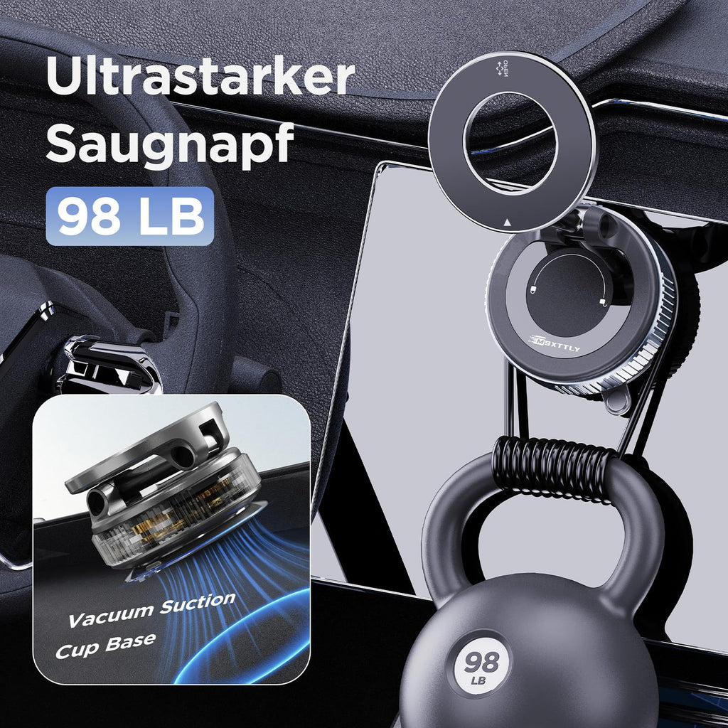 MSXTTLY Vakuum Magnetischer Handyhalterung Auto für Magsafe Autohalterung, 2026 Upgraded Vmag-S1 Handyhalterung Auto Magnet für Alle Handys, 360° Drehbar, Schwarz