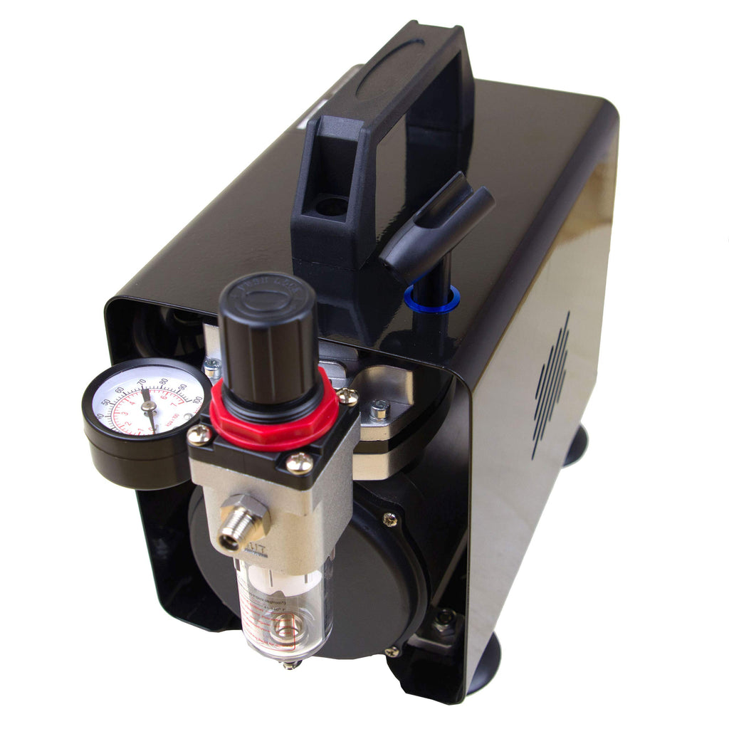 Fengda AS-18A - Professional Airbrush mini Kompressor / 4 bar/Kompakt mit Manometer, Druckminderer