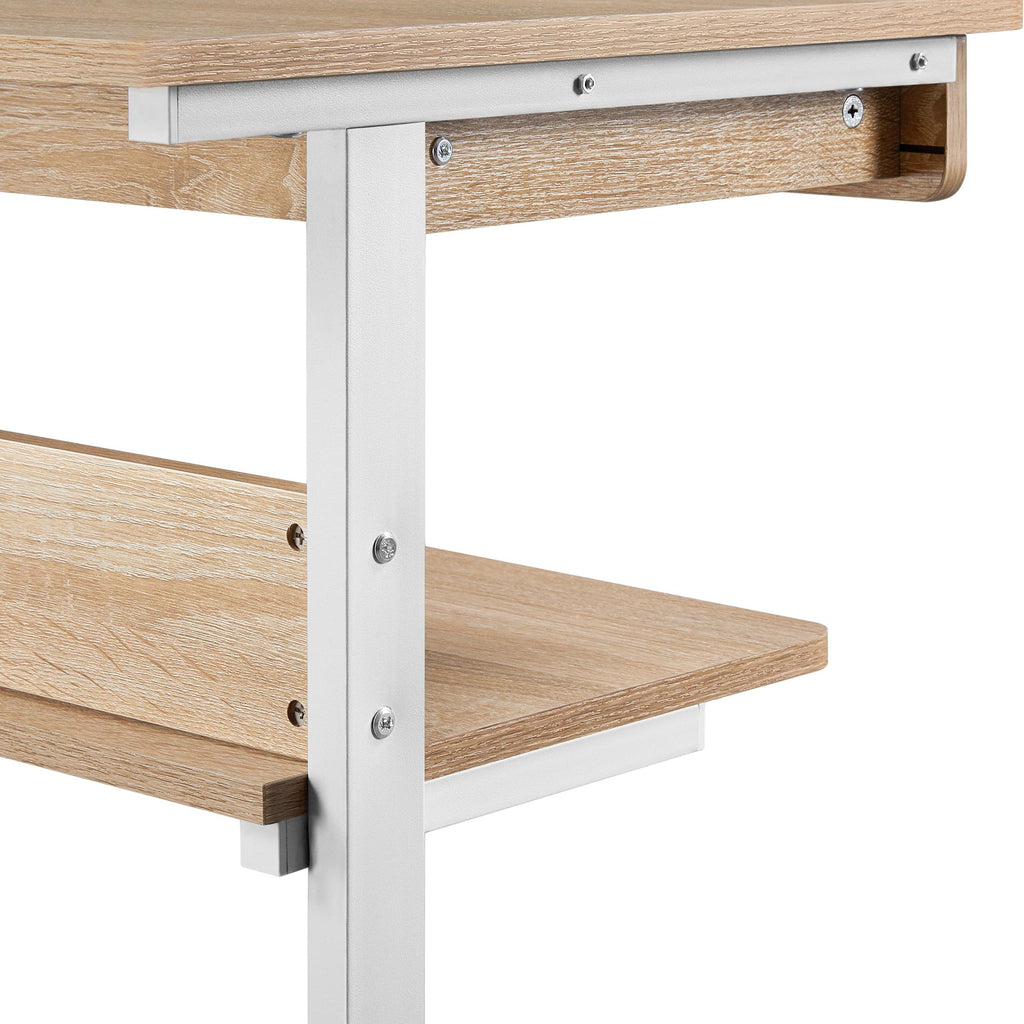 Yaheetech Schreibtisch Computertisch Büromöbel PC Tisch Bürotisch Arbeitstisch aus Holz und Stahl mit Ablage und Schublade 79 x 56 x 51cm