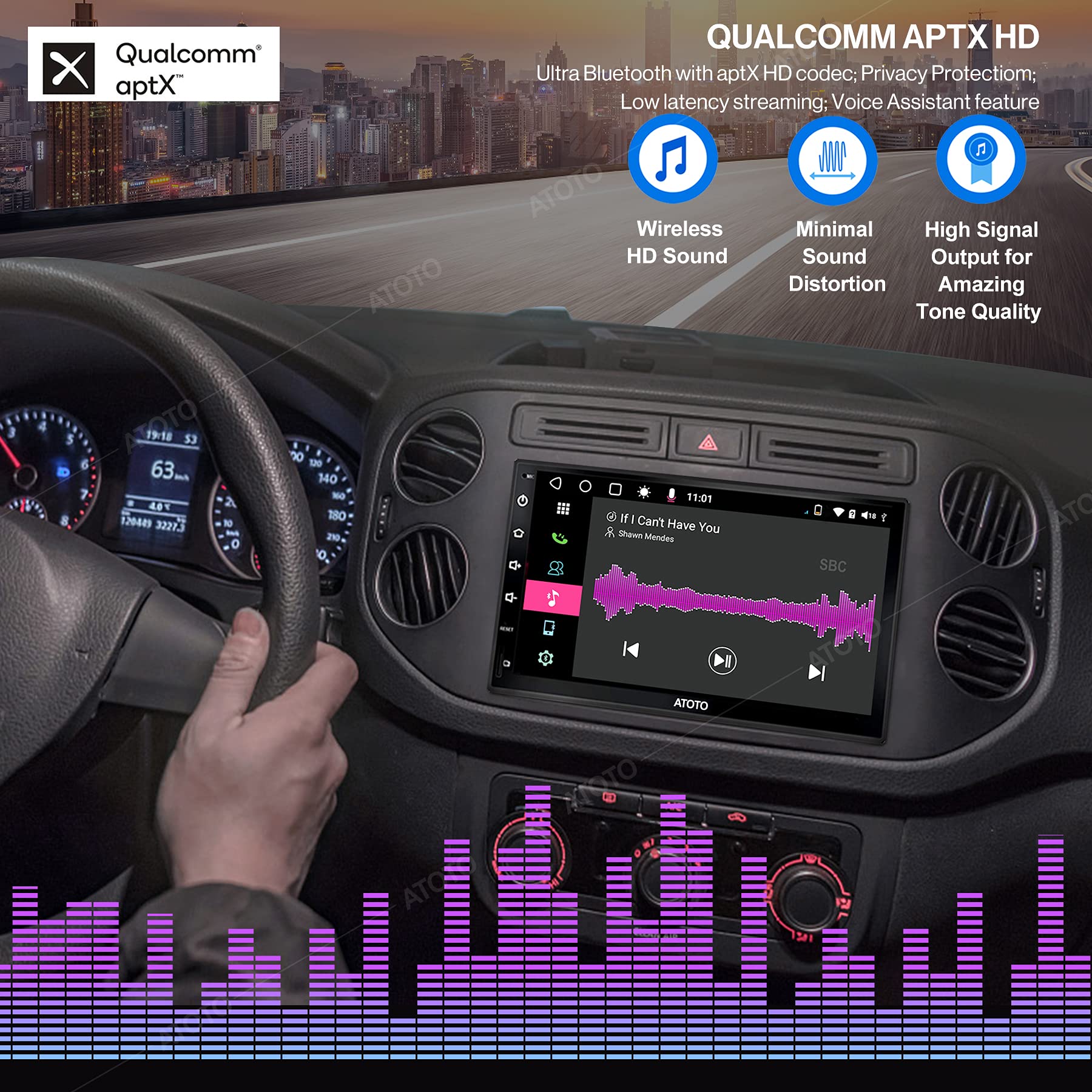 [Neu] ATOTO S8 Premium Doppel-DIN Android Autoradio, Kabelloses CarPlay & Android Auto, 7-Zoll-QLED-Anzeige, Dual BT mit aptX HD, USB tethering,HD Rückansicht mit LRV, SCVC und mehr, S8G2B74PM