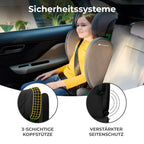 Kinderkraft JUNIOR FIX2 I-SIZE Kindersitz 15-36kg, Kinderautositz mit Isofix, Gruppe 2/3, 100-150 cm, Einstellbare Rückenlehne und Kopfstütze, spezielle Sicherheitssysteme, Leicht zu tragen, Schwarz
