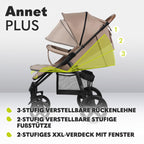 LIONELO Annet Buggy bis 22 kg mit Liegefunktion, Kinderwagen klein zusammenklappbar mit Zubehör, Eva-Schaum-Räder, Moskitonetz, Fußdecke Getränkehalter, Korb