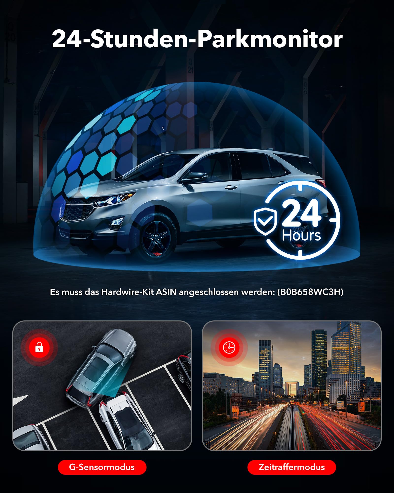 REDTIGER Dashcam 4K FrontUndHeck UltraWeitwinkel STARVIS2 GPSWiFi AutofahrerPremium