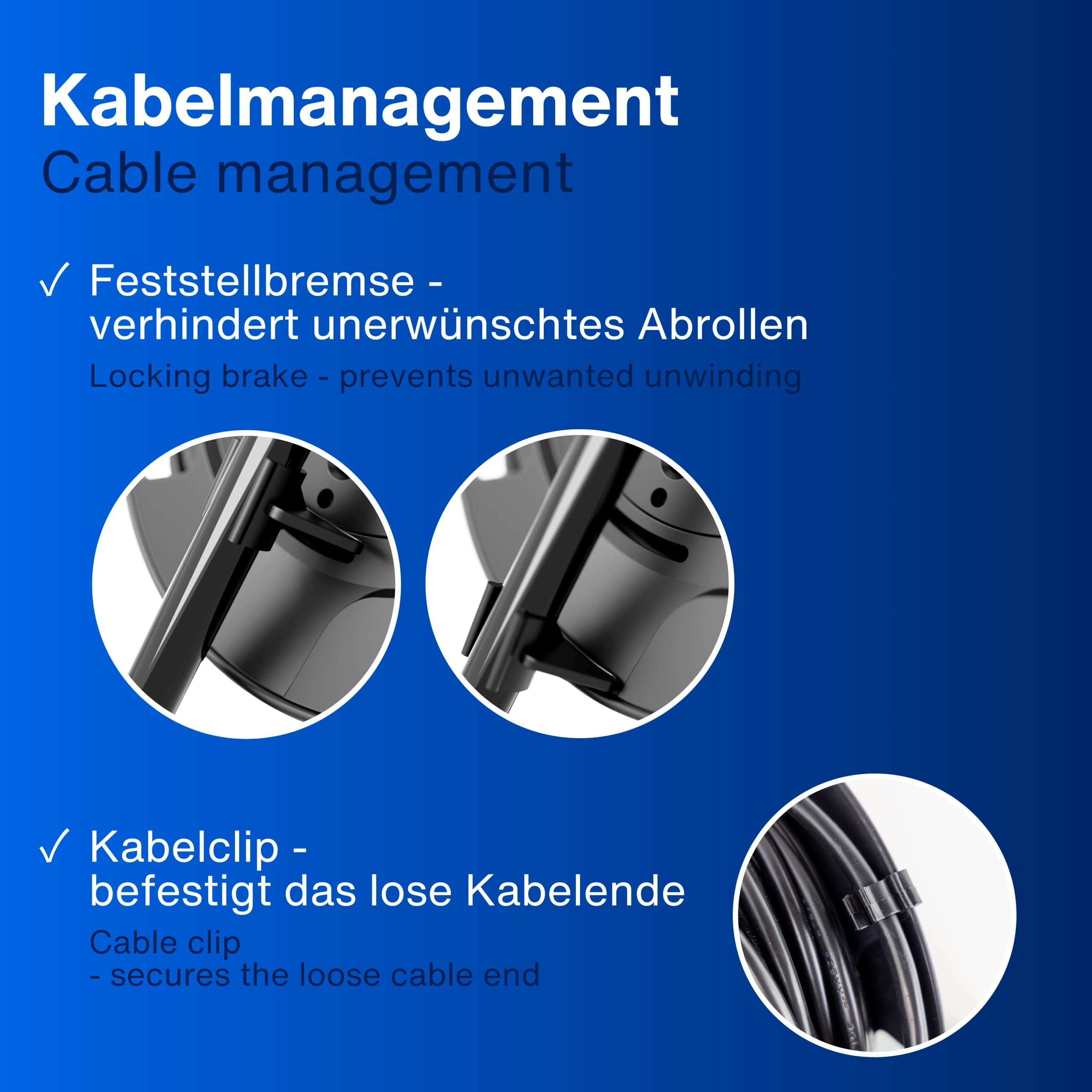 REV Kabeltrommel, IP44, Outdoor, 4 Schutzkontaktsteckdosen, 25m, schwarz