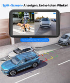 AUTO-VOX Solar Rückfahrkamera Kabellos mit 5" 1080P Monitor: 5000mAh Akku 2 Mins DIY Installation & Dual-Split Funk Rückfahrkamera, IP69K Wasserdicht Rückfahrkameras für Auto, LKW, Van, SUV, Wohnmobil