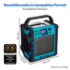 MEDION P66896 Baustellenradio (DAB Plus, DAB+/UKW, integrierter Akku, Farbdisplay, Bluetooth, Powerbank-Funktion, IP54, robust, Zwei Passivradiatoren)