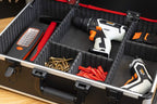 Meister Werkzeugtrolley leer - 460 x 350 x 190 mm - Mit Rollen - Individuelle Fachaufteilung - 15 Werkzeugtaschen - Mit Gummibändern - 15 kg Tragkraft - Stabiler Alu-Koffer / Werkzeugkiste / 9095080