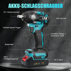 Schlagschrauber Akku 1000Nm für Makita 18V Batterie 3000RPM mit 2pcs 18V 2,0Ah Akku 1/2 Zoll Bürstenloser mit 6 Schlagbuchsen für Schraube und Mutter Auto LKW Reifen Removal