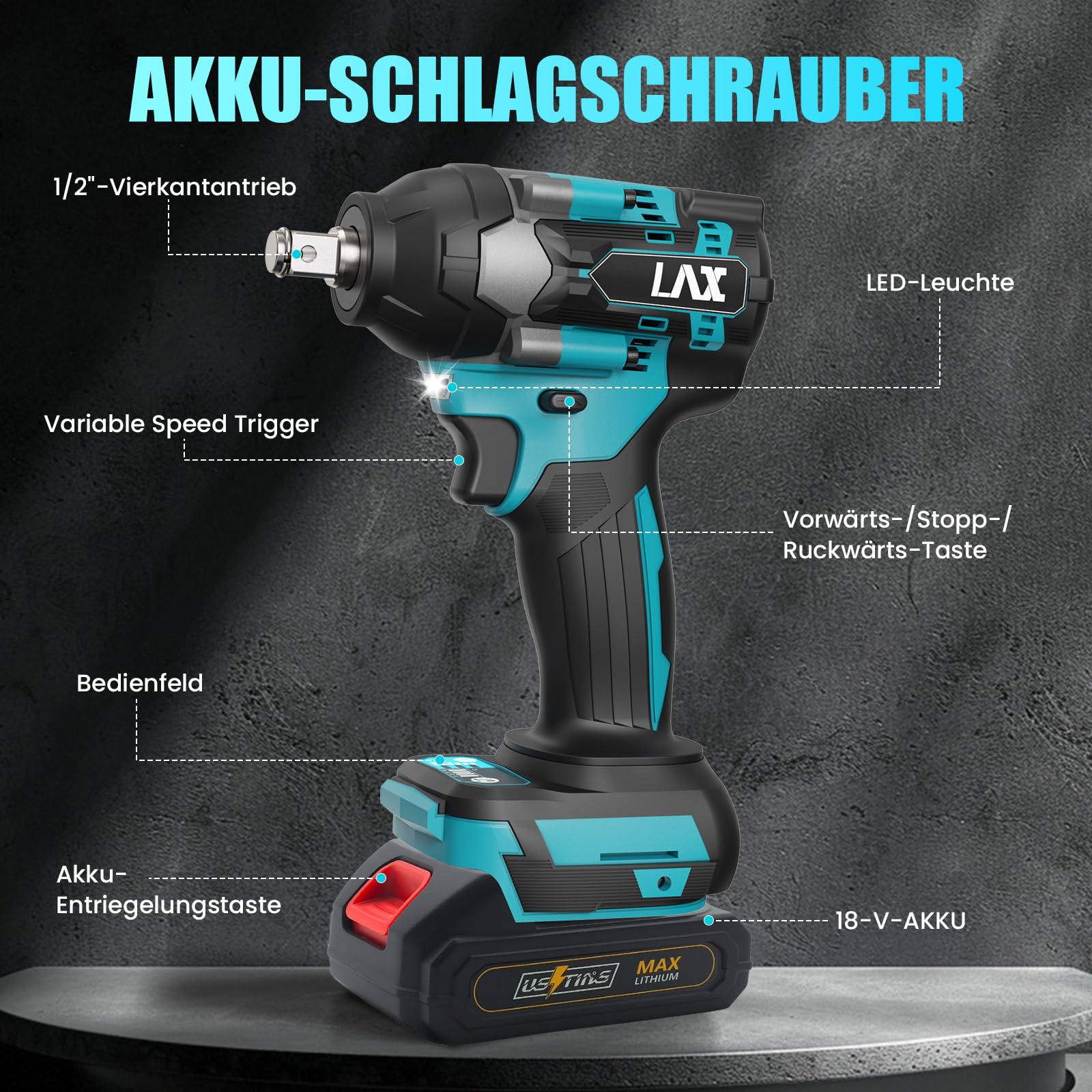 Schlagschrauber Akku 1000Nm für Makita 18V Batterie 3000RPM mit 2pcs 18V 2,0Ah Akku 1/2 Zoll Bürstenloser mit 6 Schlagbuchsen für Schraube und Mutter Auto LKW Reifen Removal