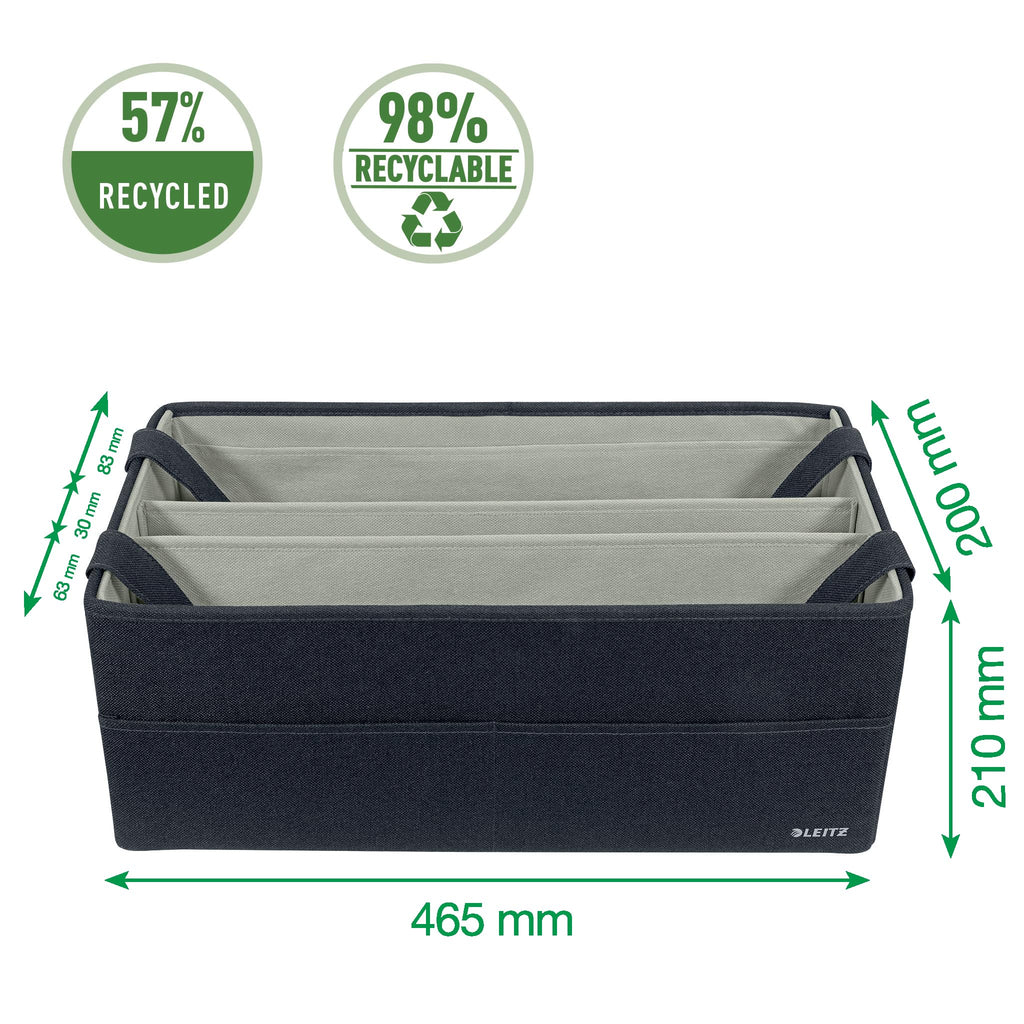 Leitz Desk Sharing Arbeitstasche aus Stoff für hybrides und mobiles Arbeiten, Faltbare Laptop-Tasche & Aufbewahrungstasche für Büro & Laptop-Zubehör, Hot Desking Bag mit Tragegriffen, Grau, 64440089