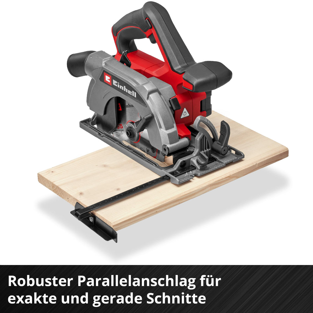 Einhell Akku-Handkreissäge TE-CS 18/165-2 Li - Solo Power X-Change (18 V, Ø 165 mm Sägeblatt, 57 mm Schnitttiefe, werkzeuglose Einstellung, LED, ohne Akku)