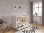 Love For Sleep Babybett Beistellbett 120x60cm mit Schaumstoffmatratze mit gestepptem Bezug Weiß-Kiefer Tokyo Kinderbett Baby Bett Holz - Kinderbett Babybett, Mitwachsend Gitterbett Baby Bed