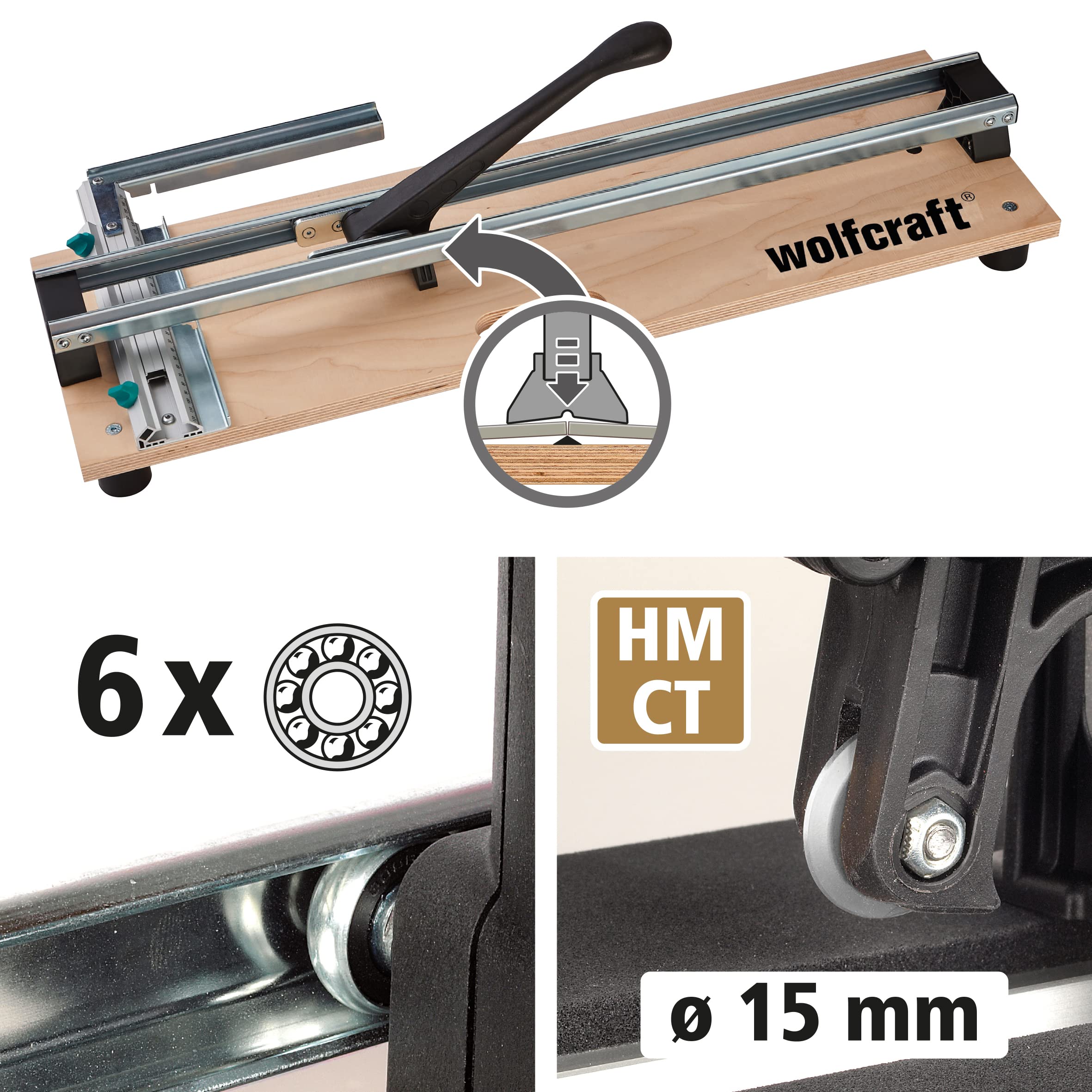 wolfcraft 5561000 I TC 610 W - Fliesenschneider I Der kompakte Fliesenschneider auf Holzgrundplatte