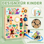 Dinosaurier Busy Board Montessori Spielzeug ab 1 jahr Activity Board Holzspielzeug Mit 10 Schaltern und 23 LED Lichtern Sensorik Spielzeug Motorikspielzeug für Babys und Kinder ab 1 2 3 4 Jahre Jungen