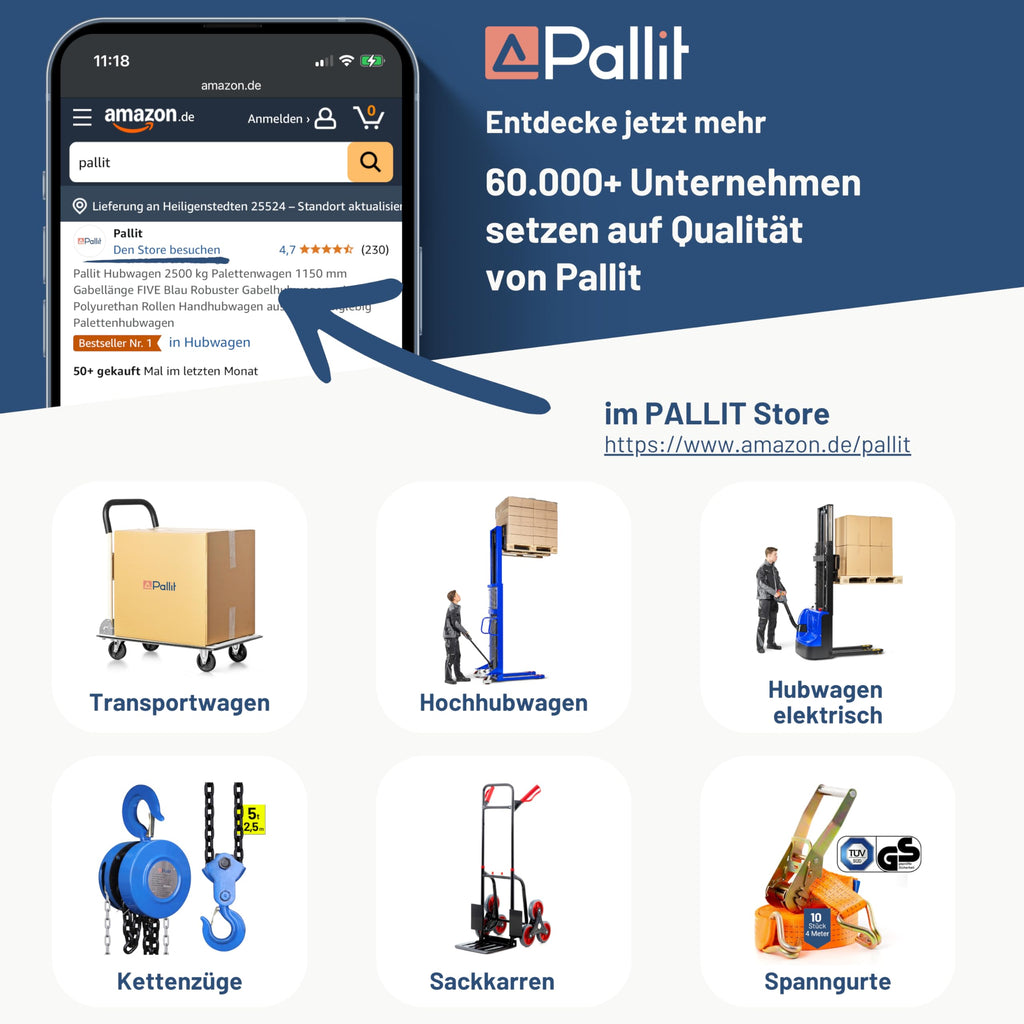 Pallit Transportwagen klappbar Blau 300 kg Rollwagen mit lenkbarer Vollgummi-Bereifung Anti-Rutsch Plattformwagen Transporthilfe Handwagen Carry