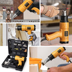 SEEKONE Heißluftpistole Kit mit Werkzeugkoffer, Heißluftgebläse mit Überlastschutz (2000W, 5 Düsen, 2 Schaber, Variable Temperaturbereich 50-600°C|190-500L/min) zum Schrumpfen, Entlacken