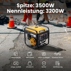 maXpeedingrods Inverter Stromgenerator 3500W Benzin 4 Takt mit zwei 230V Steckdosen Leise und leicht als Notstromaggregat hausversorgung für Garage Werkstatt Baustelle