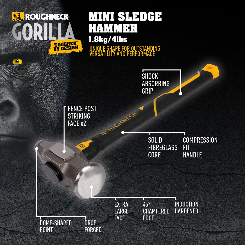 Roughneck Gorilla ROU65804 Mini-Vorschlaghammer, Fiberglas, 1,8 kg/1,8 kg, mit Kompressions-Griff