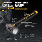 Roughneck Gorilla ROU65804 Mini-Vorschlaghammer, Fiberglas, 1,8 kg/1,8 kg, mit Kompressions-Griff