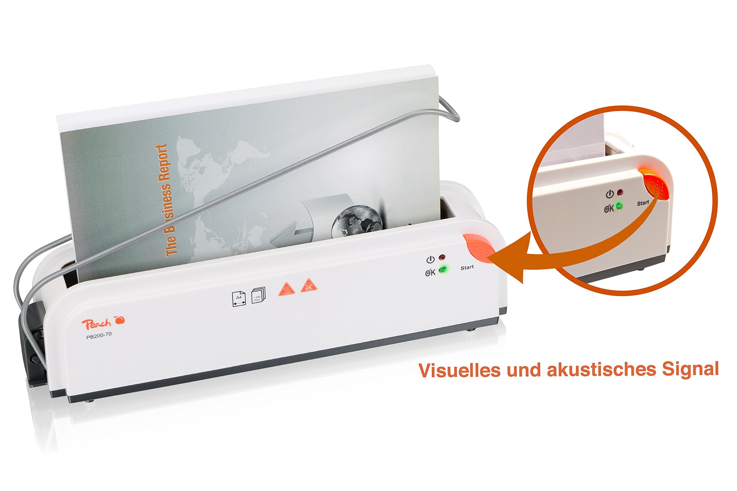 Peach Thermobindegerät A4 - schnell startklar - nur 1 min. Bindezeit - einfachstes und schnellstes Bindesystem - PB200-70A