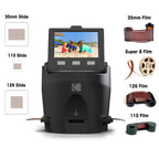 KODAK Digital Film Scanner, Konvertiert Negative und Filmdias 35mm, 126, 110, Super 8 und 8mm in JPEG inkl. großem neigbarem 3,5-Zoll-LC-Display und EasyLoad-Filme RODFS35 Schwarz