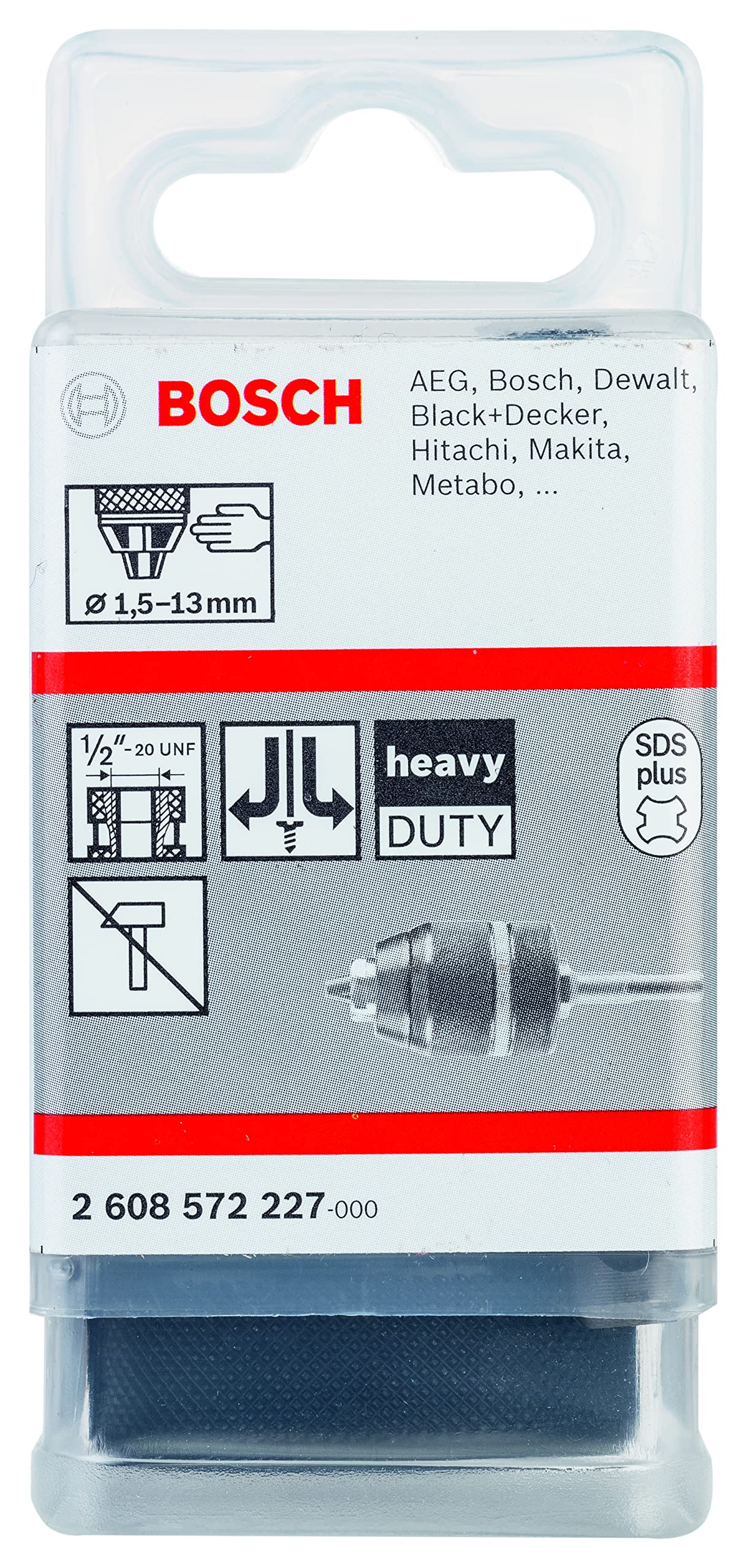 Bosch Schnellspannbohrfutter (2 Hülsen, Spannbereich 1,5-13 mm, Aufnahme sds-plus, Rechts- und Linkslauf, Zubehör Bohrmaschine)