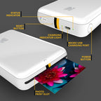 KODAK Step Sofort-Smartphone-Fotodrucker - Tragbarer Mini-Farb-Mobilfotodrucker - Zink 2x3” Klebefotos - Bluetooth-kompatibel mit iOS- & Android-Geräten - Spaßige Bearbeitungs-App - Weiß