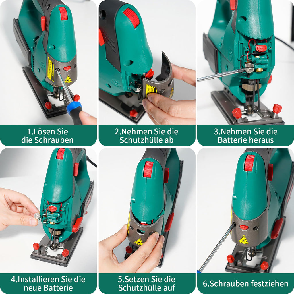 HYCHIKA Stichsäge, 800W Max Holz Schnitttiefe 110mm, 800-3000SPM Elektrische Stichsäge mit Laser, 6 Blätter, Fasenschneiden: -45 °bis 45°