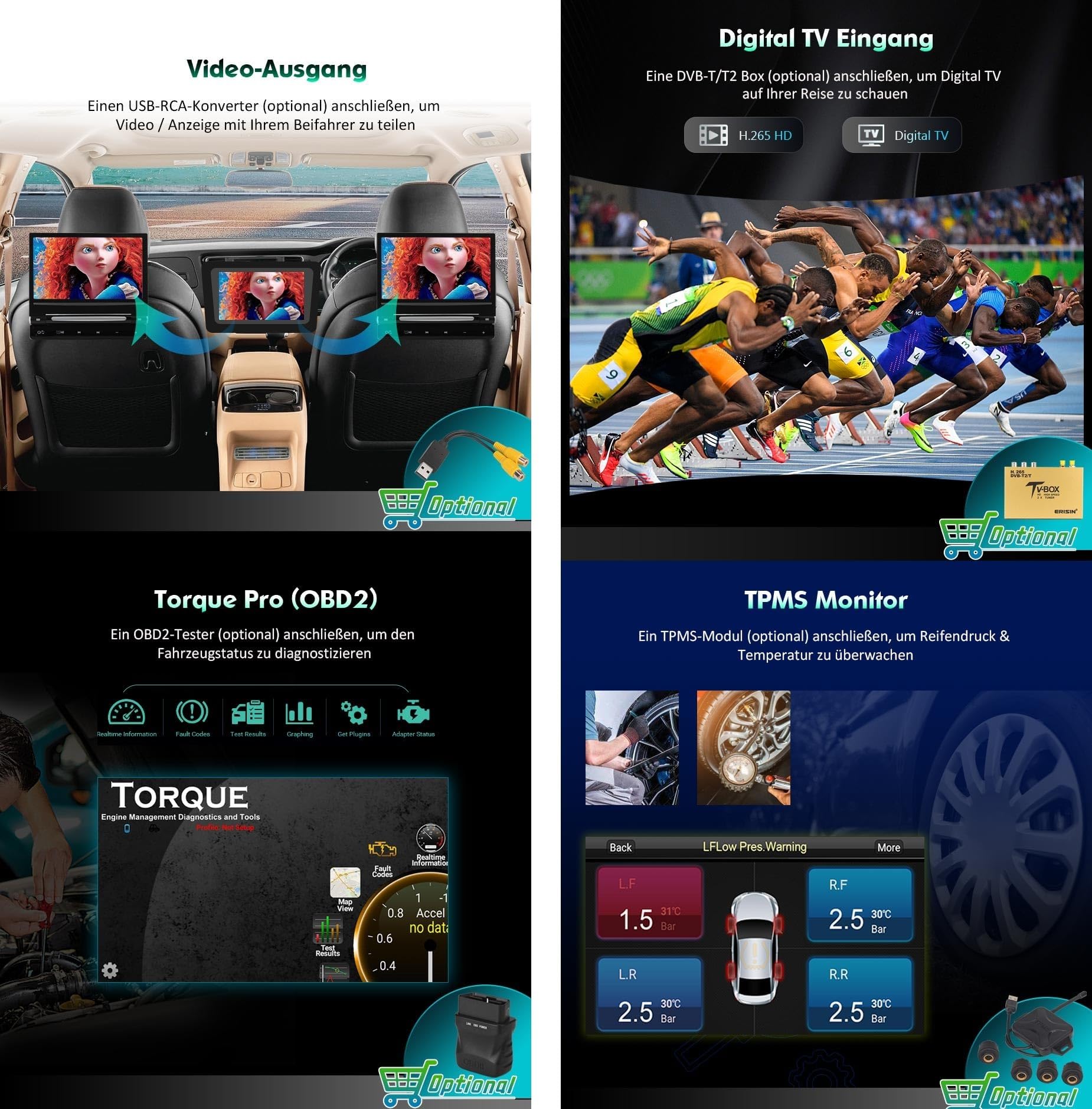 Android 14 Autoradio DVD für Mercedes Benz Klasse ML/GL W164 X164 Unterstützt DAB+ Navi Carplay Bluetooth WiFi A2DP RDS FM/AM Radio DSP Canbus Navigation 4GB RAM+64GB ROM