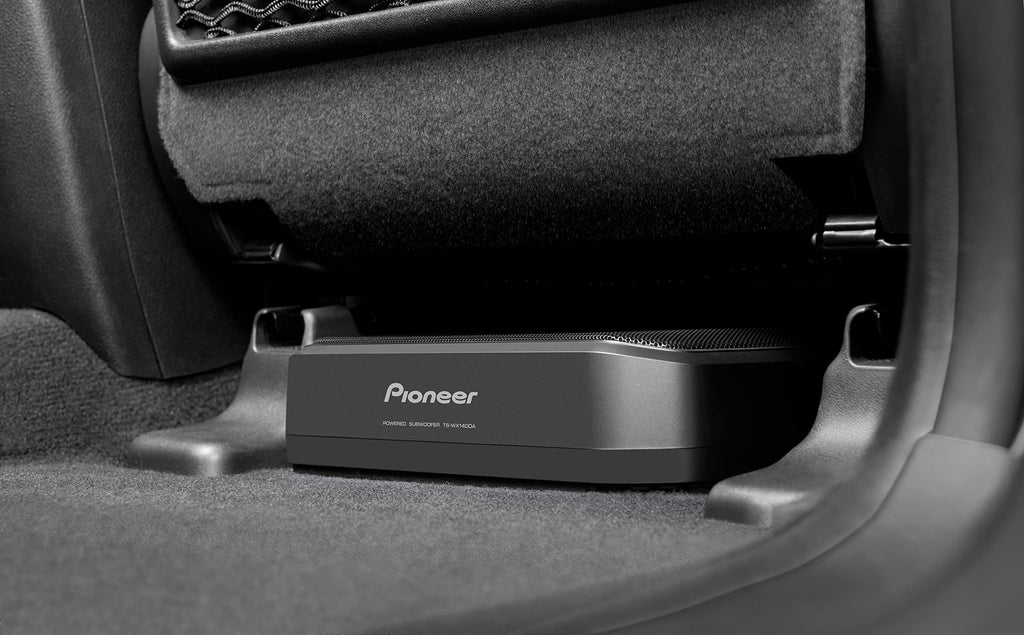 PIONEER TS-WX140DA Aktivsubwoofer, leistungsstarker Gehäuse Subwoofer mit 170 W Maximalleistung, 20 x 13 cm Subwoofer in MDF Gehäuse, IMPP Membran, schwarz, Kabelfernbedienung (5m Zuleitung)