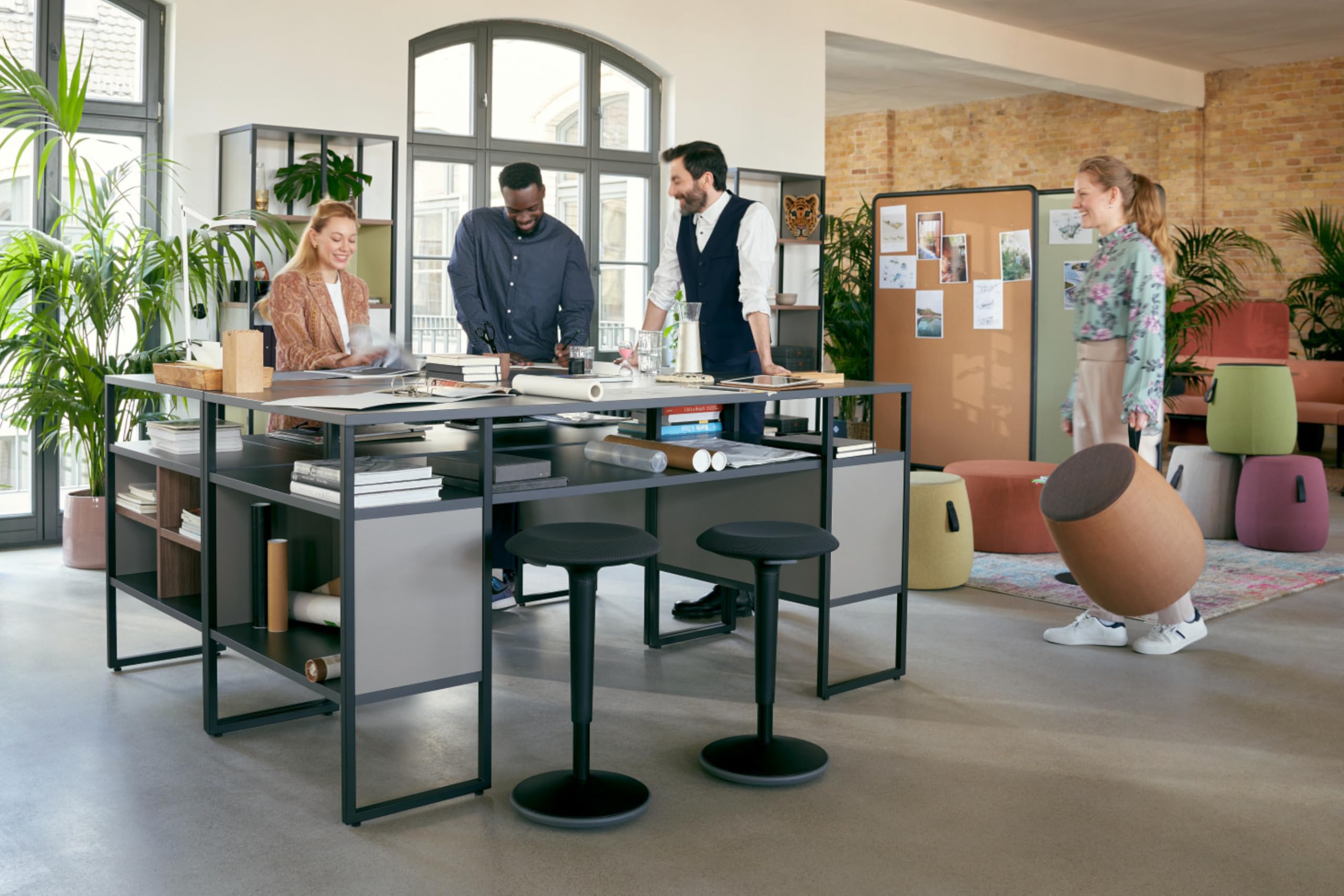 Sedus se:fit, Ergonomischer Hocker, Stehhocker, Stehsitz, Stehhilfe, Schwarz, Kunststoff, Gummifuß, 53-80 cm Höhenverstellbar