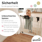 Geuther Türschutzgitter Easylock Plus | Treppenschutzgitter ohne Bohren Breite 68-76 cm | Türgitter Baby Holz-Metall | Kinderschutzgitter beidseitig öffnend | Kindersicherung Tür | Weiß