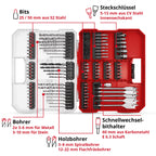 Original Einhell XL-CASE 95-tlg. Bit- und Bohrer-Set (Bits, diverse Bohrer, Schnellwechselbithalter, Steckschlüssel, Senker, Bohrstopper, Stiftschlüssel inkl. Aufbewahrungsbox)
