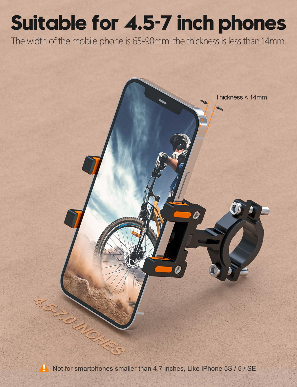 Tiakia Fahrrad Handyhalterung Aluminiumlegierung Motorrad Scooter Fahrrad Universal Handy Halterung Schnellspanner Outdoor Lenker Handy Halter Mit 360° Drehbarer Für 4,5-7,0 Zoll Smartphone