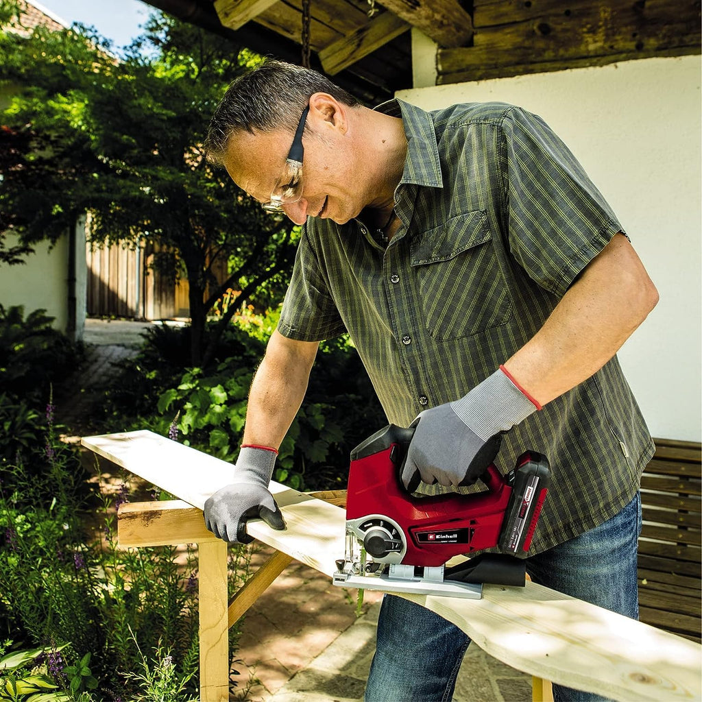 Einhell Akku-Stichsäge TE-JS 18/80 Li-Solo Power X-Change (18 V, max. 80 mm Schnitttiefe, 4-Stufen Pendelhub, Absaugadapter, Parallelanschlag, LED-Licht, ohne Akku)