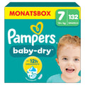 Pampers Baby-Dry Größe 7, 132 Windeln, 15kg+, Bis zu 100% Auslaufschutz & Komfort die ganze Nacht